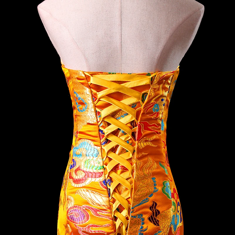 Sin tirantes vestido de noche de mujer 2019 nueva sirena chino vestido de noche elegante de vestidos de fiesta vestidos baratos - 6