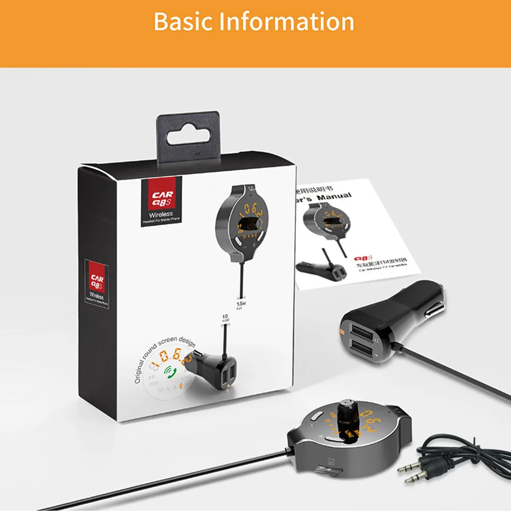 2019 Multifunction Q8S FM Transmitter Bluetooth Car Kit Charger Hands free Car MP3 Player USB To