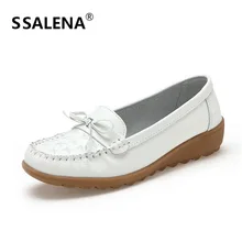 Топ-сайдеры Для женщин Модный бант-бабочка; кожаная обувь для вождения женские туфли без шнурков сетчатая повседневная обувь круглый носок плюс Размеры Туфли без каблуков Лидер продаж B214