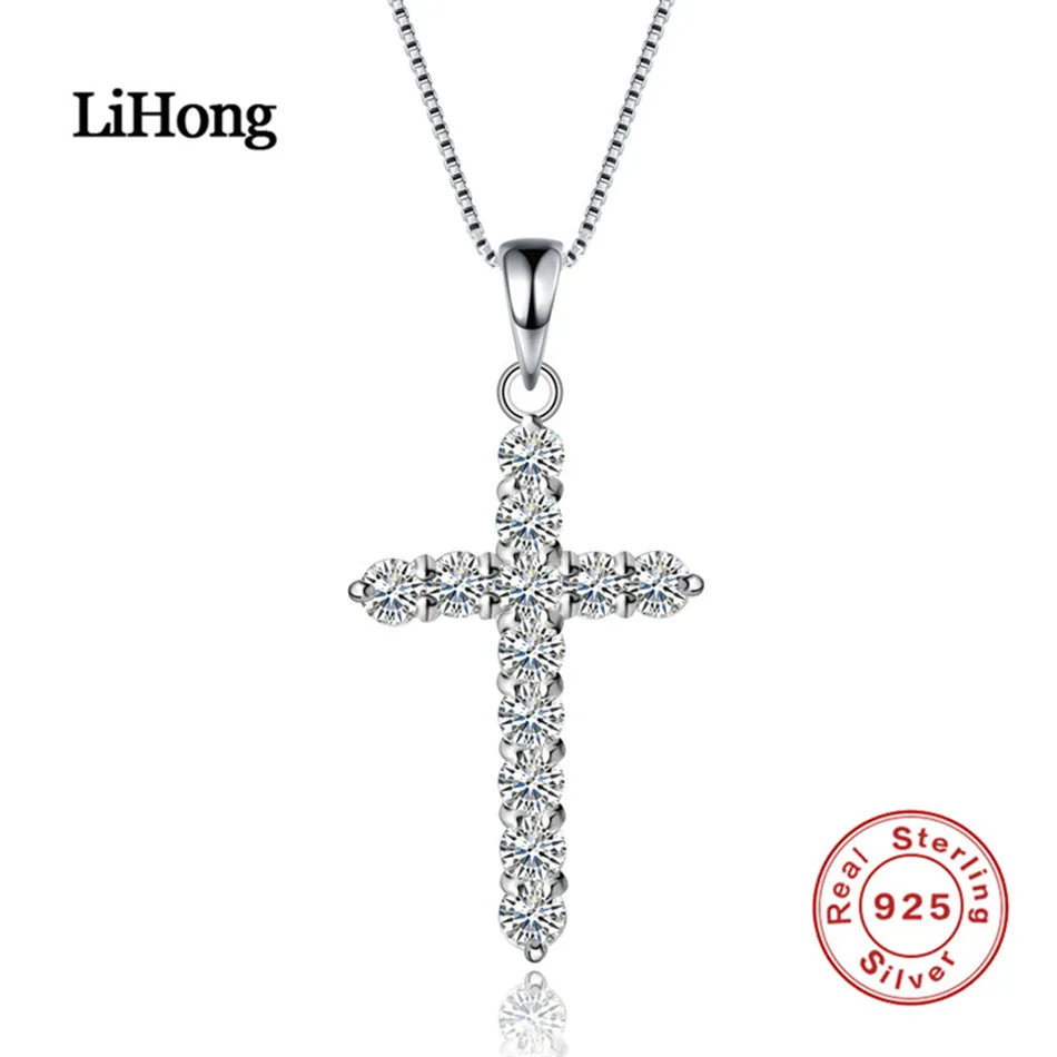 Ожерелье с подвеской крестом из серебра 925 пробы фианитом|necklaces for women|necklace