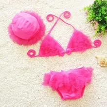 Оформление детской купальный костюм для девочек комплект бикини+ шапка Прекрасный Младенческая малышей Купальник с кистями Фотография одежда для малышей