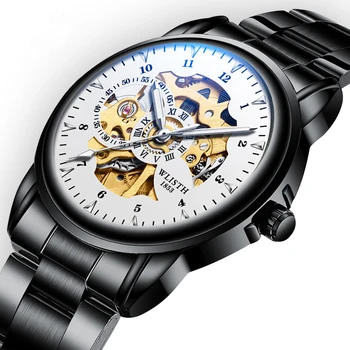 

Men's watches automatic hollow stainless steel belt men mechanical watch fashion luminous waterproof mens watch female clock