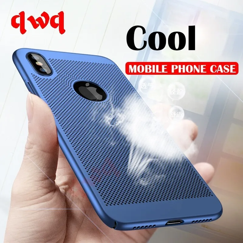 

Ultra Thin Heat Dissipation Phone Case For iPhone 7 8 Plus XR Shockproof Hard PC Back Cover For iPhone Xs Max Plus X Cases Shell