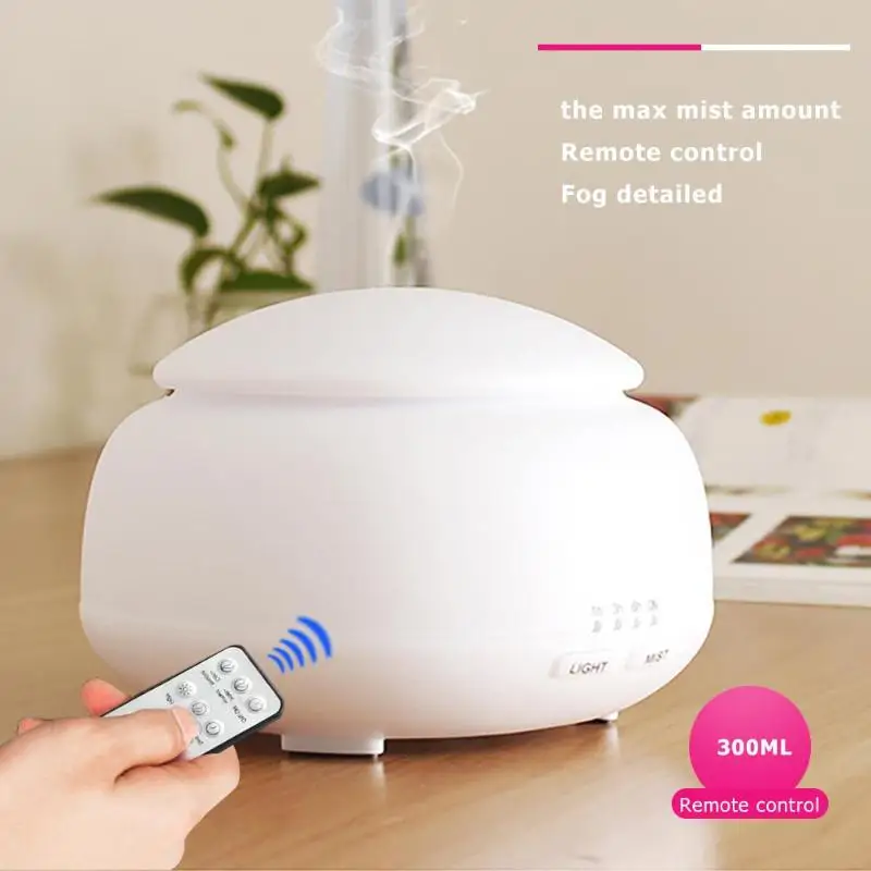 300ml Ultrasonic Humidifier Aroma Essential Oil Diffuser Remote Control Air Humidifier Electric Aromatherapy Diffuser Mist Maker
