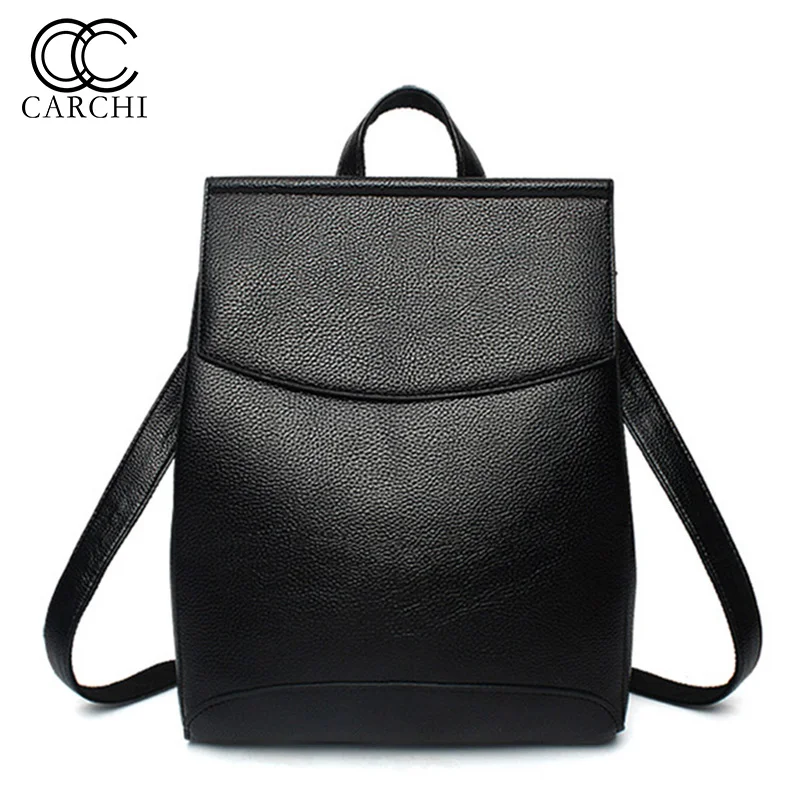 

CARCHI Fashion Women High Quality Retro Backless Rucksack Backpacks for Girls School Girls Teens Shoulder Bag PU Backpack