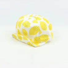 Lemon Print Fashion Hats Caps Cute Baby Kids Cotton Girls Summer Hat with Flanging Hat for 6-18 months