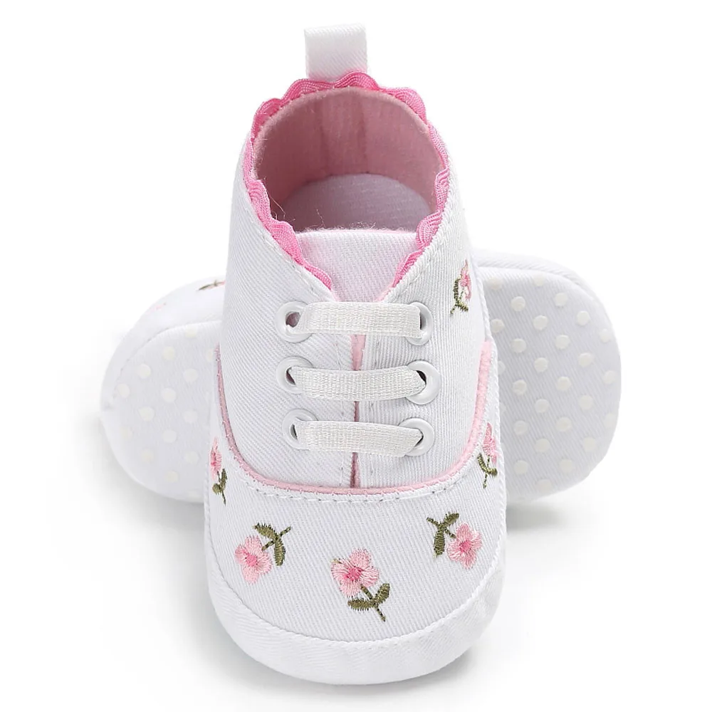 

Newborn Infant Baby Girls Floral Crib Shoes Soft Sole Anti-slip Sneakers Canvas 4.23
