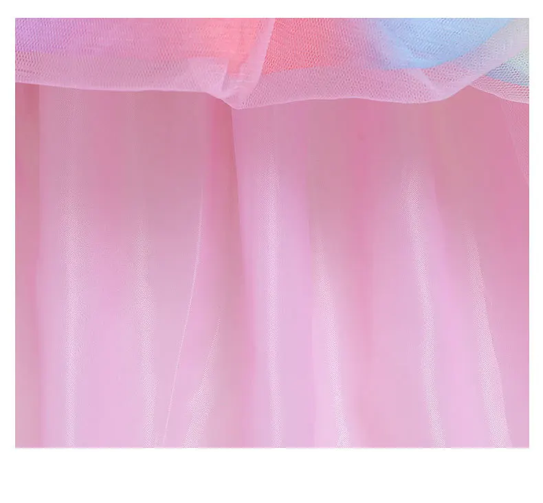 Girls Lace Rainbow Dress Children Sequined Bow Carnival Cosplay Dresses For Kids Birthday Dresses Girls Wedding Party Clothing (6)