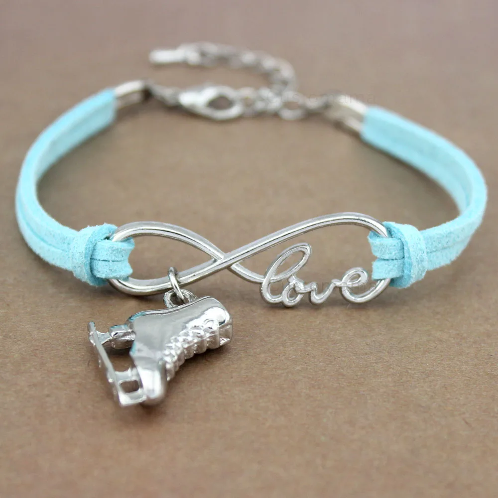 

Ice Skate Shoe Skating Sports Gymnastics Infinity Love Charm Bracelets Women Men Girl Boy Unisex Jewelry 20 Colors to Choose