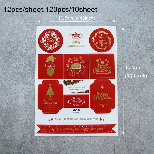 120 шт рождественские наклейки с рождественским Санта Клаусом, клейкие этикетки, штамповочная бумага, Подарочные наклейки, рождественские украшения - Цвет: Red