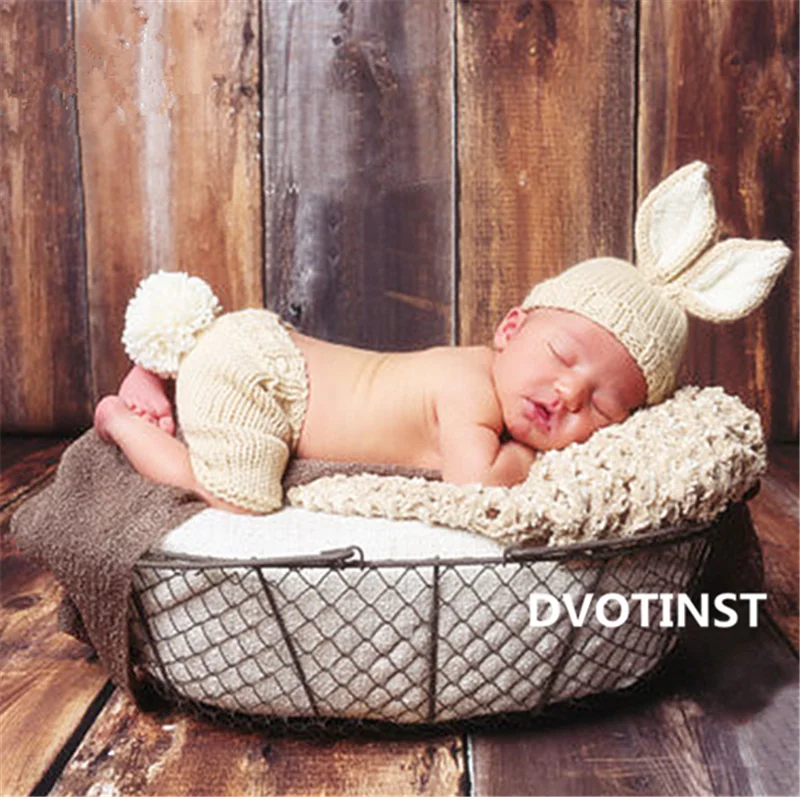 Dvotinst/реквизит для новорожденных; мягкий костюм для маленьких мальчиков и девочек; вязаный комплект одежды с кроликом для новорожденных; реквизит для фотосессии; аксессуары