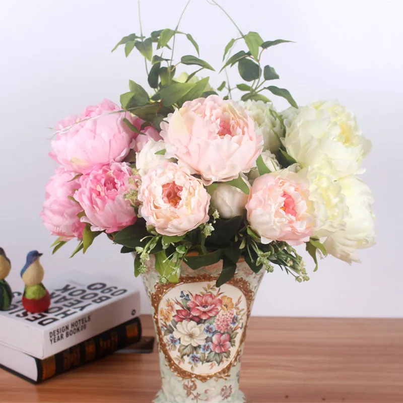 (7 headsbunch) 2017 New.Silk Simulation Artificial flower Peony flower bouquet for wedding home decoration (5)