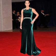 Hot Sale Sexy Mermaid Velvet Kim Kardashian Red Carpet Celebrity Women Dress Evening Plus size Robe de Soiree Custom Made Hot Sale Sexy Mermaid Velvet Kim Kardashian Red Carpet Celebrity Women Dress Evening Plus size Robe de Soiree Custom Made