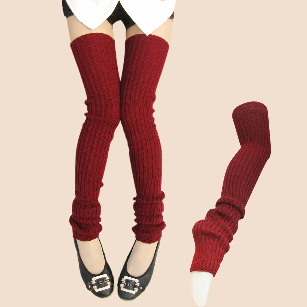 Новые дизайнерские супер длинные зимние теплые гетры выше колена, высокие носки, обтягивающие чулки, Aug12 - Цвет: Red