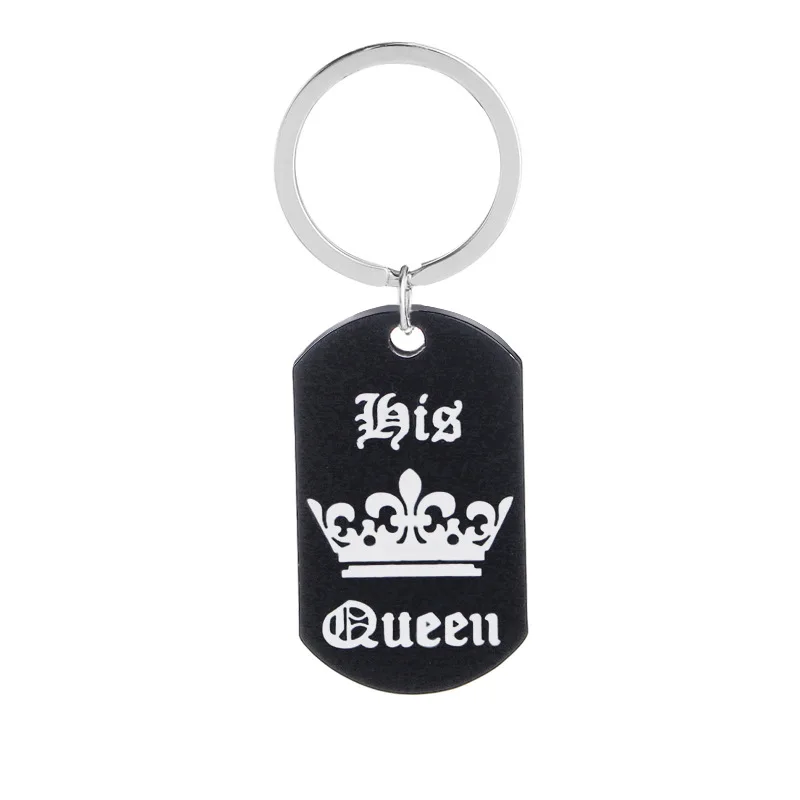 Ваш король ваша королева пара Ювелирная диадема собака бирка из нержавеющей стали кулон ожерелье подарок на день Святого Валентина - Окраска металла: queen keychain