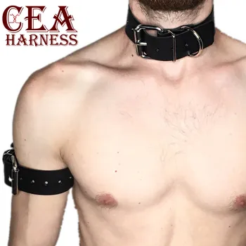 

CEA.HARNESS 2pcs Men's Leather Harness Chest Male Garter Costume Exotic Tanks Gay Adult Game Outfit Top Adjustable Bondage