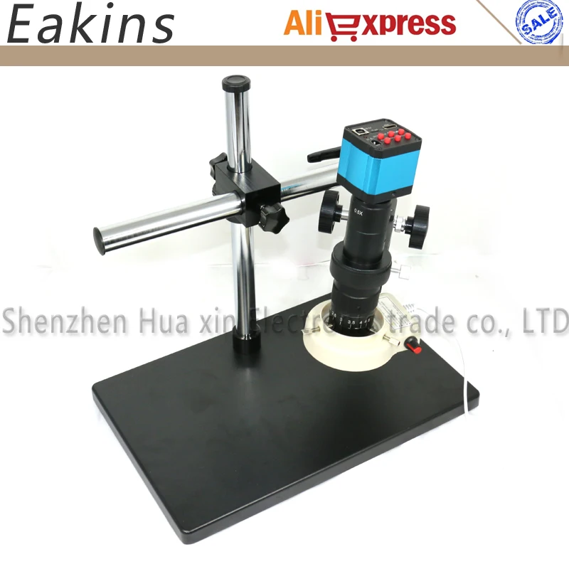 

21MP 300X 180X 30FPS HDMI USB HD Digital Microscope Camera TF Video Recorder+C-Mount Lens +Boom Arm Big Size Stand+56 Light