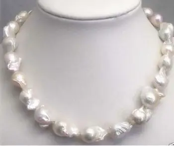 

AAA+ Rare Huge 15-25MM WHITE SOUTH SEA BAROQUE KESHI AKOYA PEARL NECKLACE 18"