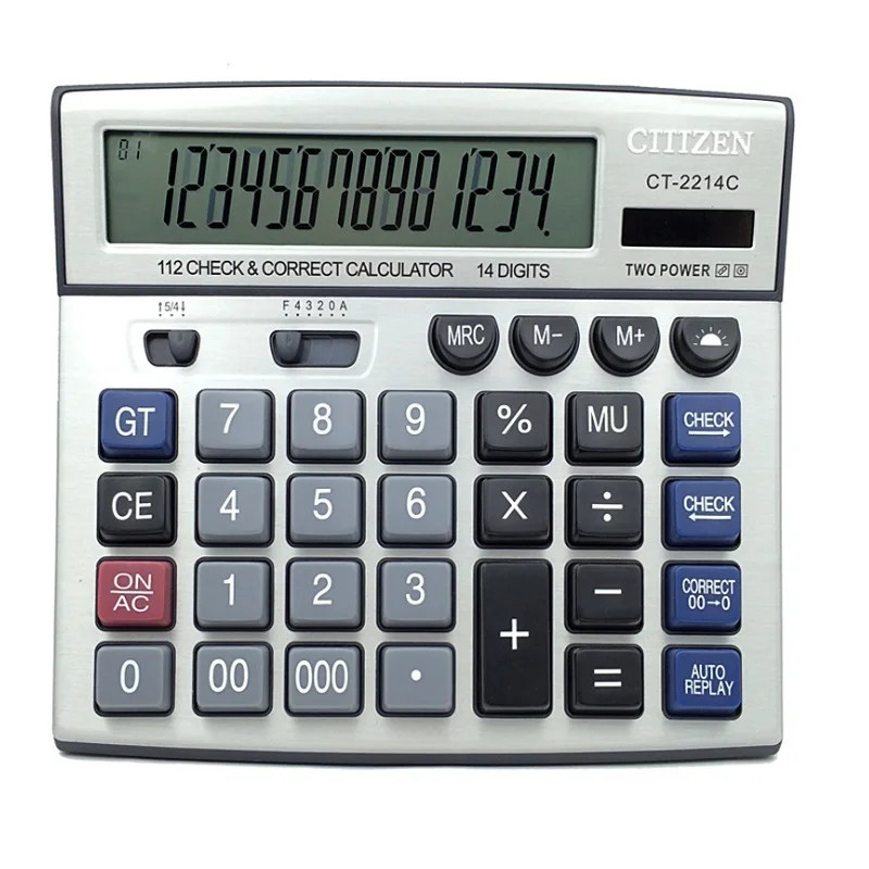 14 Digit Desk Calculator Large Buttons Financial Business Accounting Tool real big buttons for school office |