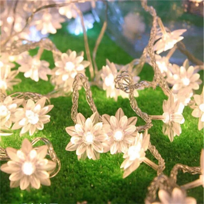 

10M 100pcs Lotus Flowers Led String Garland light Fairy Christmas String Light For Wedding Holiday Party Kitchen Garden Decor