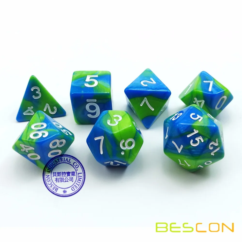 Bescon 6X7 42 шт многогранные кости набор-6 уникальные двухцветные Близнецы многогранные 7-Die наборы с мешками для подземелья и драконов DND