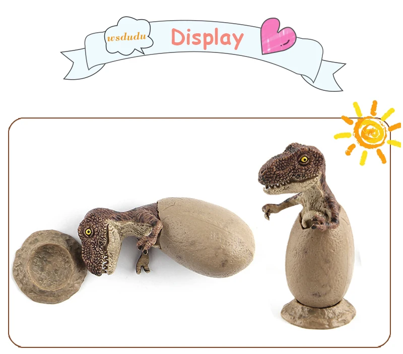 Hatched Dinosaur Eggs Tyrannosaurus Rex Horns Dragon Jurassic Park Model Hatching Novelty Toys with Pedestal Kids Fun Gifts PVC _03