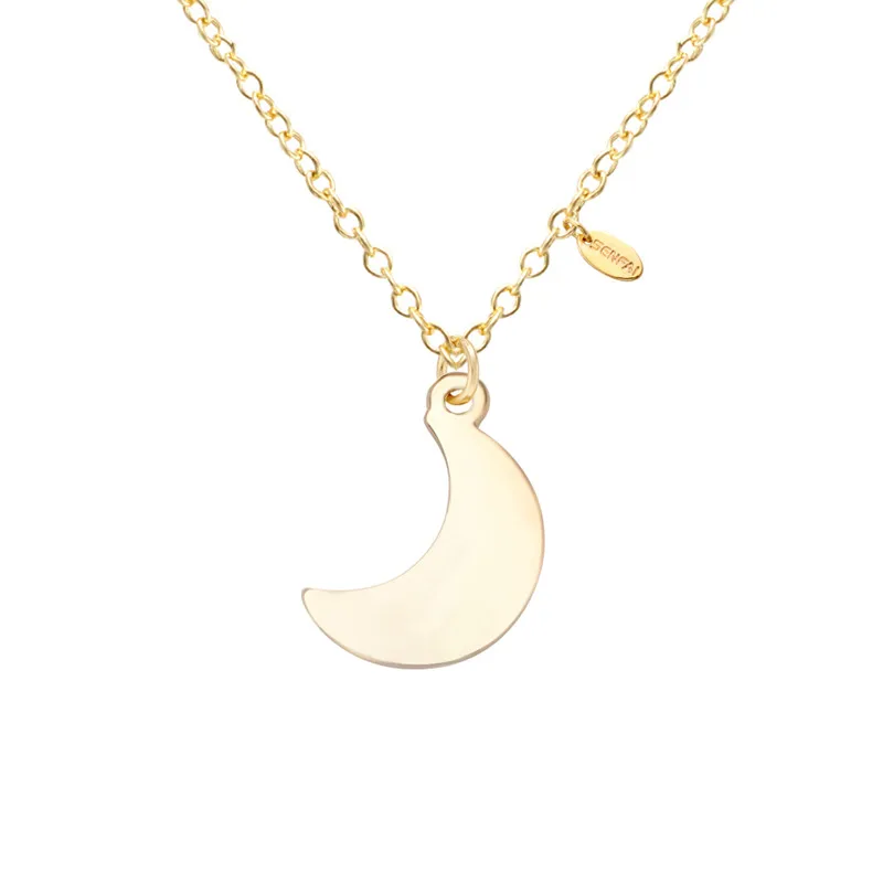 

Senfai Simple Fashion Cut Stainless Steel Moon Pendant Necklace Cute Women Jewelry Best Gift Birthday Couple Gifts