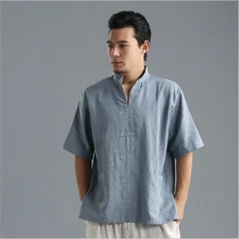 Летняя модная Высококачественная однотонная Льняная мужская повседневная рубашка большого европейского размера с коротким рукавом, мужские рубашки, свободная Мужская рубашка