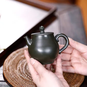 

Pottery Teapot Manual Raw Ore Azure Clay Lotus Pot Kung Fu Tea Have Household Infusion Of Tea Kettle To Work In An Office Gift