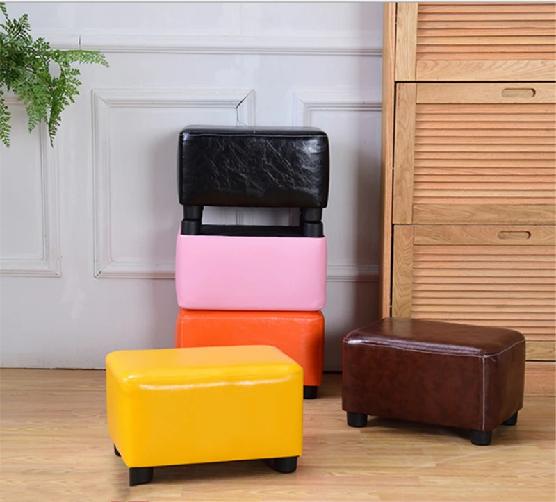 

Fashion home Stool Round stool Wooden Chair Square stool Upholstered Footstool sofa chair Art Small bench furniture 4 Leg