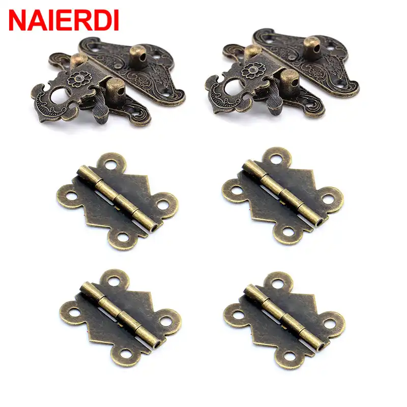 Naierdi 2pcs Antique Bronze Jewelry Wooden Box Hasp Latch 4pcs