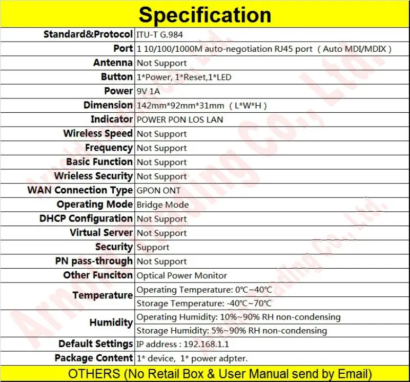 Оптоволоконный модем engпрошивки GPON Terminal G.984 1 25 Гбит/с SC/PC ONT Port до 1000 Мбит/с