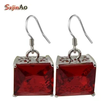 Новые модные серьги двухсторонние блестящие свадебные рубиновые серьги женские 925 серебряные серьги ювелирные изделия оптом