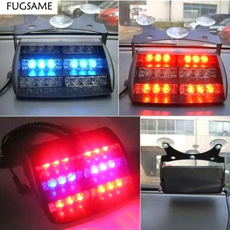 

FUGSAME 12V 18LED Car Auto Truck LED Beacon Hazard Emergency Recovery Flashing Warning Strobe Light Amber Red Blue White Mix
