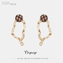 Yhpup очаровательные Необычные большие серьги кнопки корейские британские милые модные серьги для женщин вечерние модные ювелирные изделия