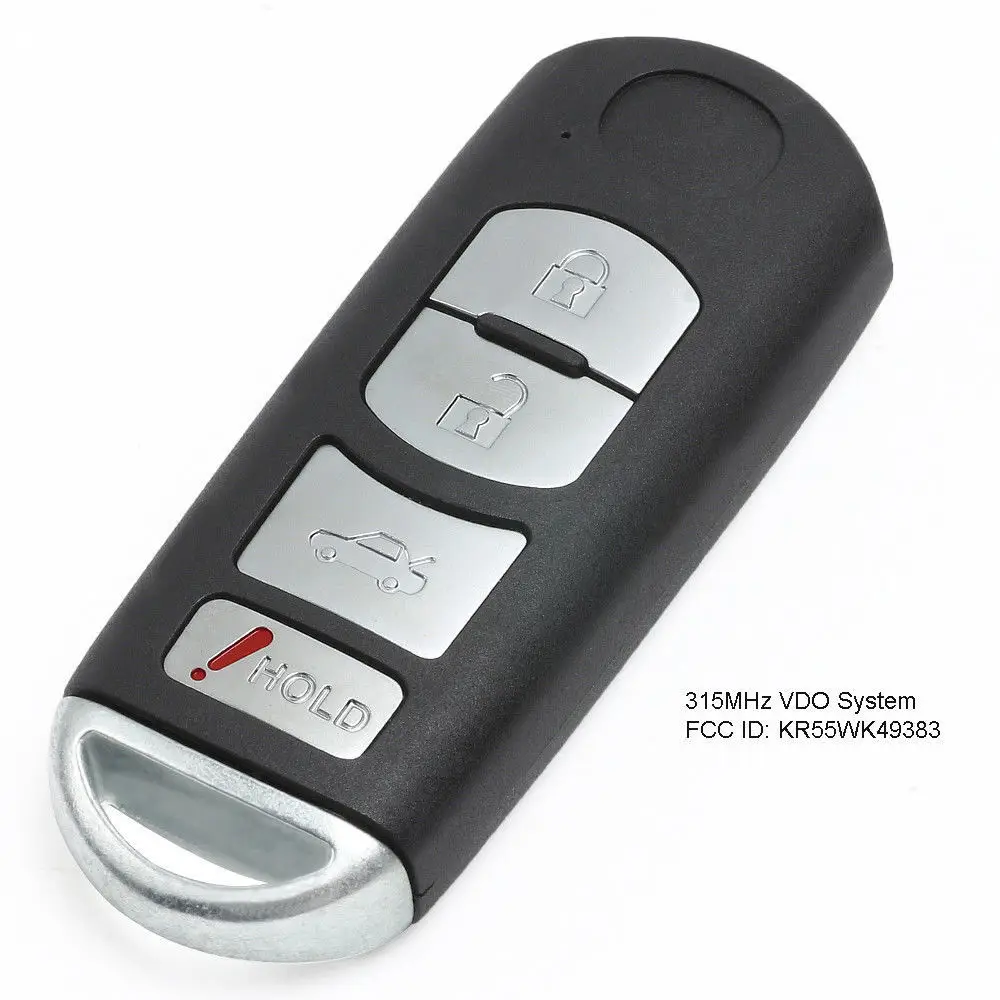 

KEYECU Replacement Remote Smart Prox Key 4 Button 315MHz for Mazda 6 VDO System FCC: KR55WK49383