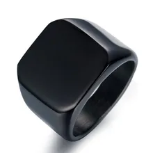 Fine Jewelry Men s High Polished Square Big Width Signet Solid ring Stainless Steel Biker Ring