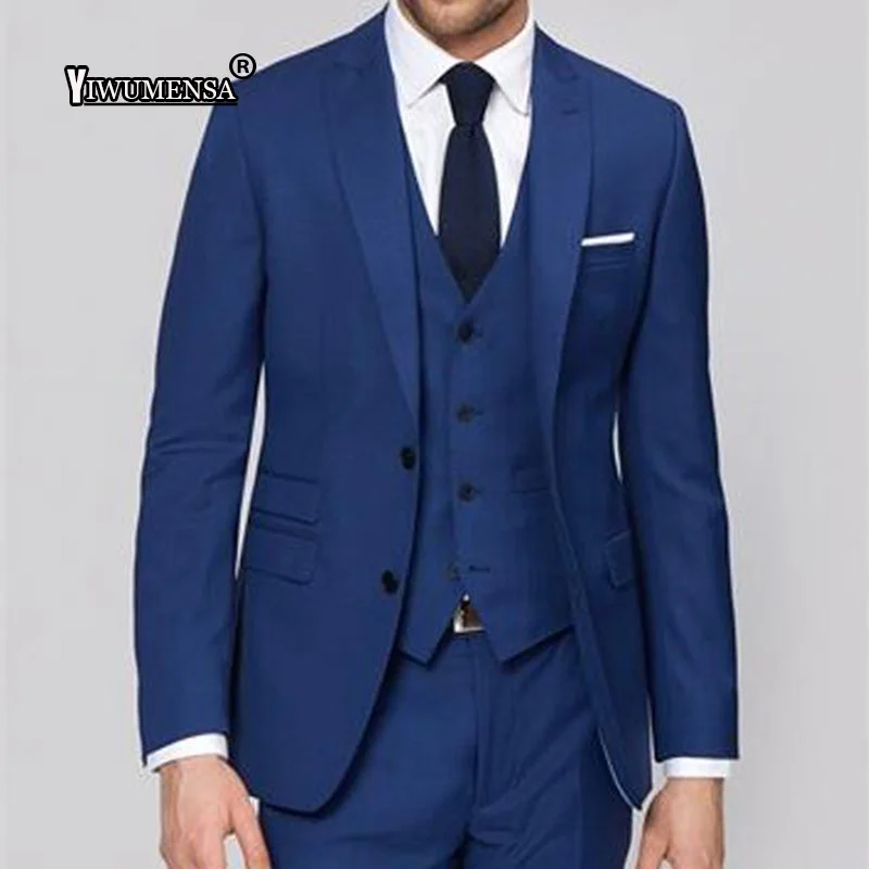 yiwumensa New Design Two Buttons Handsome Groom Tuxedos Peak Lapel roomsmen Best Man Suit Mens Wedding Suits Bridegroom - Цвет: as the model