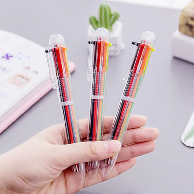 Новые шесть видов цветных шариковых студенческие ручки Шариковая ручка школьные офисные принадлежности Обучающие канцелярские принадлежности