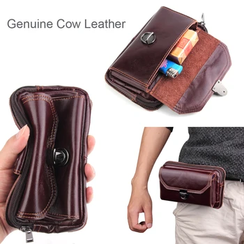 

Genuine Cow Leather Belt Clip Phone Case Dual Pouch For Xiaomi Redmi Note 5 Pro,For Huawei Nova 2s,Honor View 10,For Galaxy S9+