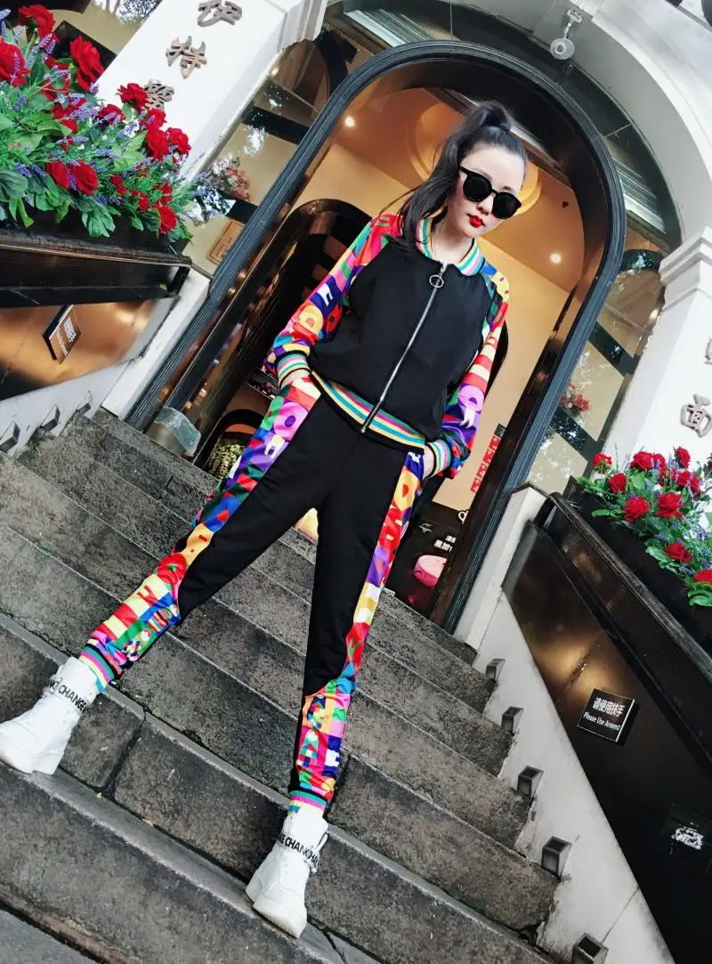 2019 New Women Two Piece Outfits print Short Jacket top And Pants Women Tracksuit Spring autumn Casual Women Set High Quality 2019 New Women Two Piece Outfits print Short Jacket top And Pants Women Tracksuit Spring autumn Casual Women Set High Quality