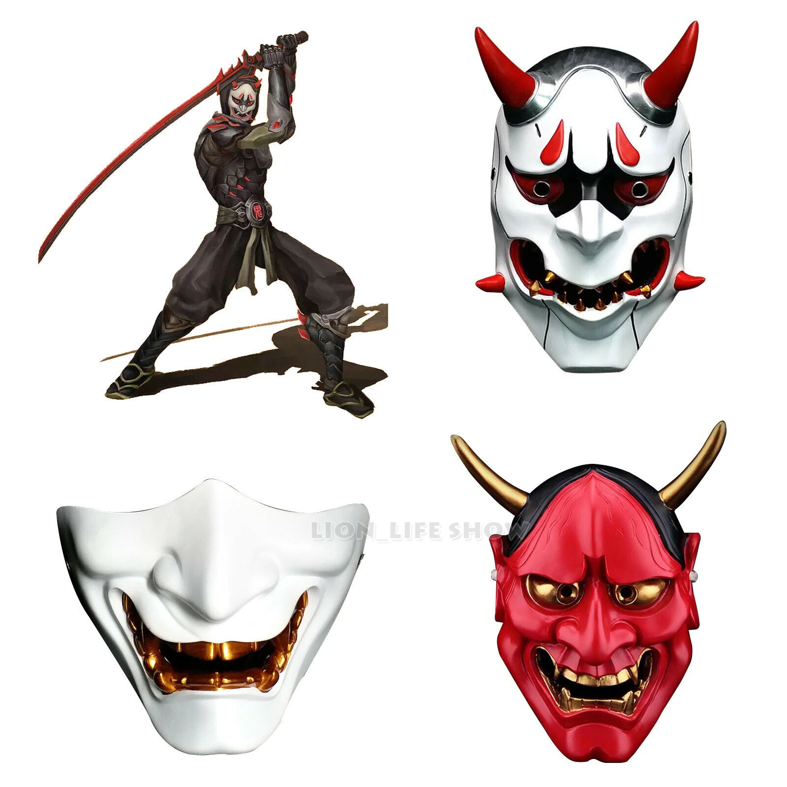 

Japanese Buddhist Evil Oni Noh Hannya Mask Halloween Props Cosplay Masks Resin