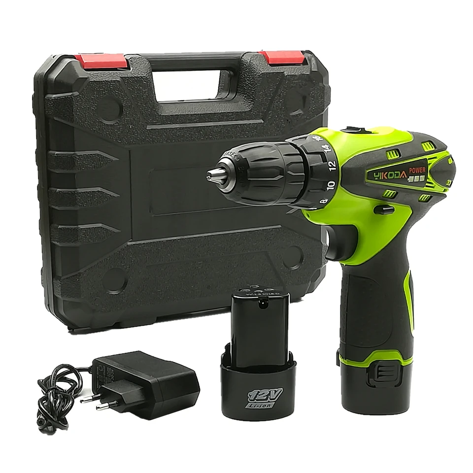 

YIKODA 12V Lithium Battery*2 Cordless Driver Drill Rechargeable Multi-function Electric Screwdriver Handheld Power Tools
