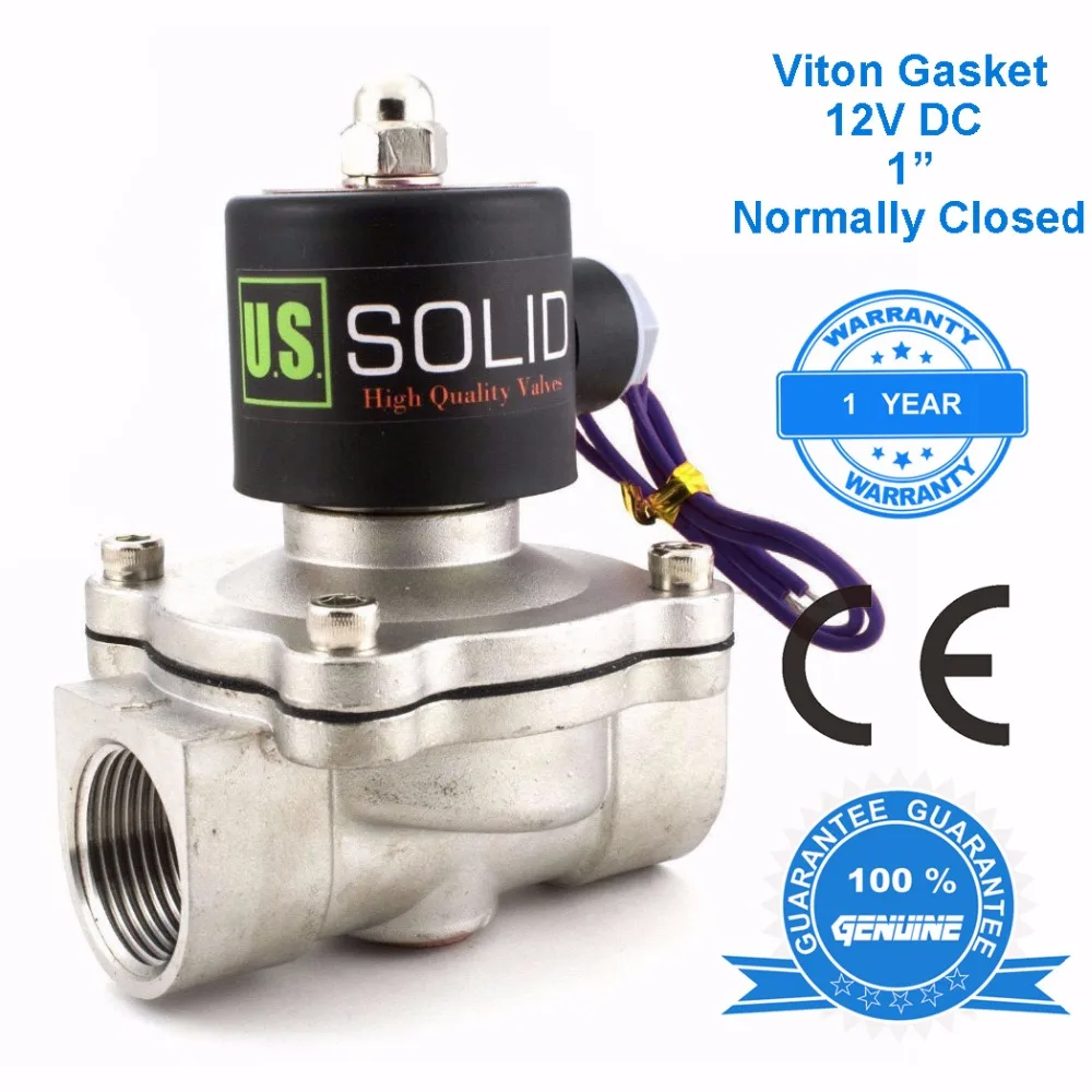США Твердые " Нержавеющая сталь Электрический электромагнитный клапан 12 В DC нормально закрытый воды, воздуха, дизель, CE сертифицирован