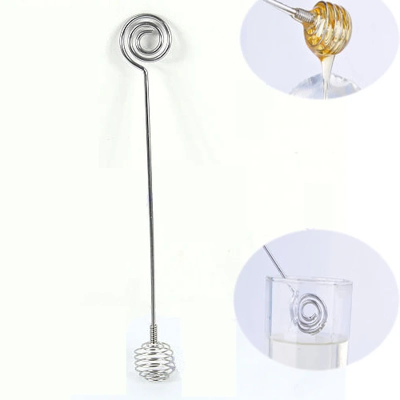Stainless Steel Honey Dipper Spoon Stick Egg Beater Mixing Whisk Tool
