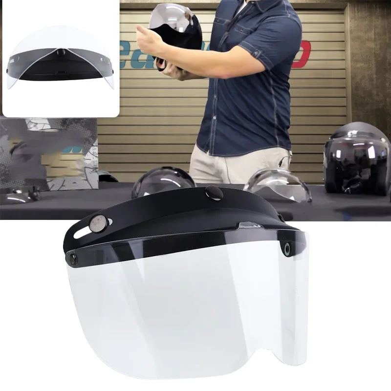 

Universal Flip Up Drop Down Sun Visor Shield Lens For Retro Open Face Motorcycle Helmet