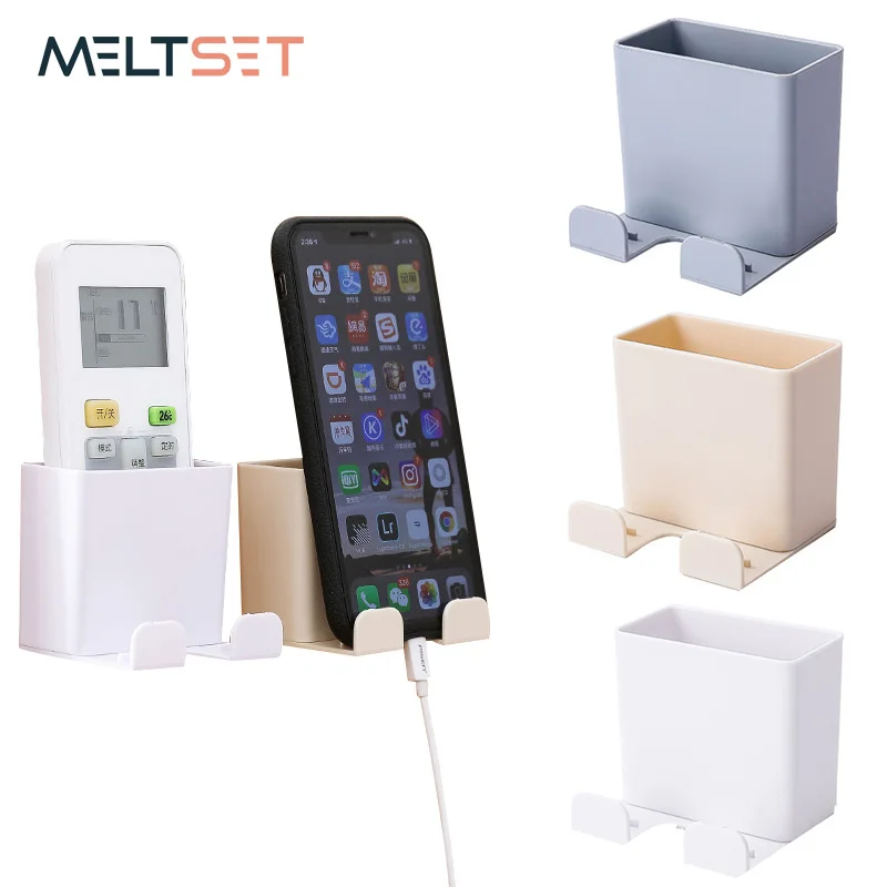 

1pc Convenient Wall Mounted Organizer Storage Box Remote Control Air Conditioner Storage Rack Mobile Phone Plug Holder Container