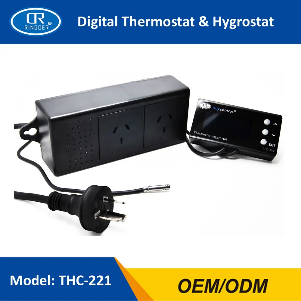 Goede Ringder THC 221 Digitale Temperatuur Vochtigheid Controller Regulator Hygrothermostaat Thermo Hygrostaat Kas Reptiel Terrarium