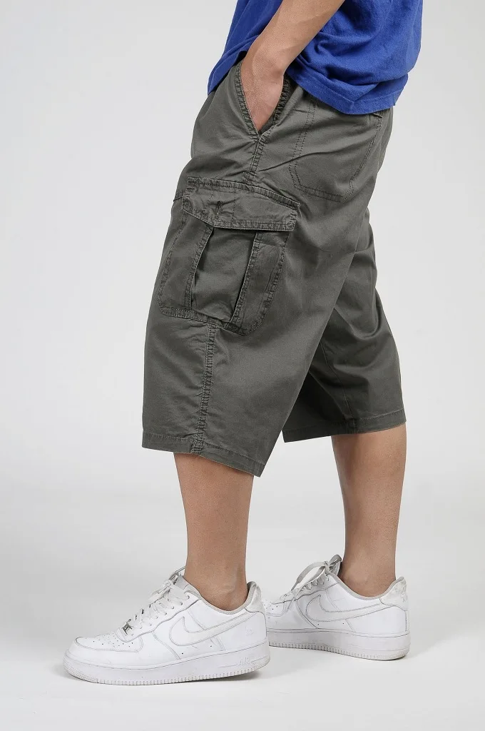 Большой размер 6XL летние Для мужчин багги с карманами в стиле милитари на молнии мужские шорты Карго длинные Армейский зеленый хаки Для мужчин тактические шорты
