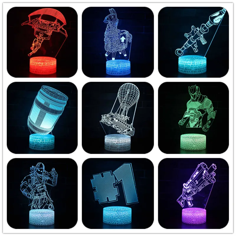 

7 Colors Fortnited Battle Royale Action Figure Changing Table Lamp USB Led Desk Light Fortnight Alpaca Scar Model Toys Gift